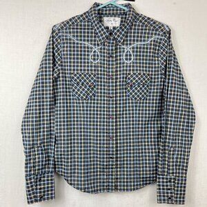 Rodeo Carte Pearl Snap Plaid Western Shirt Womens XL Vintage Embroidered Cowgirl